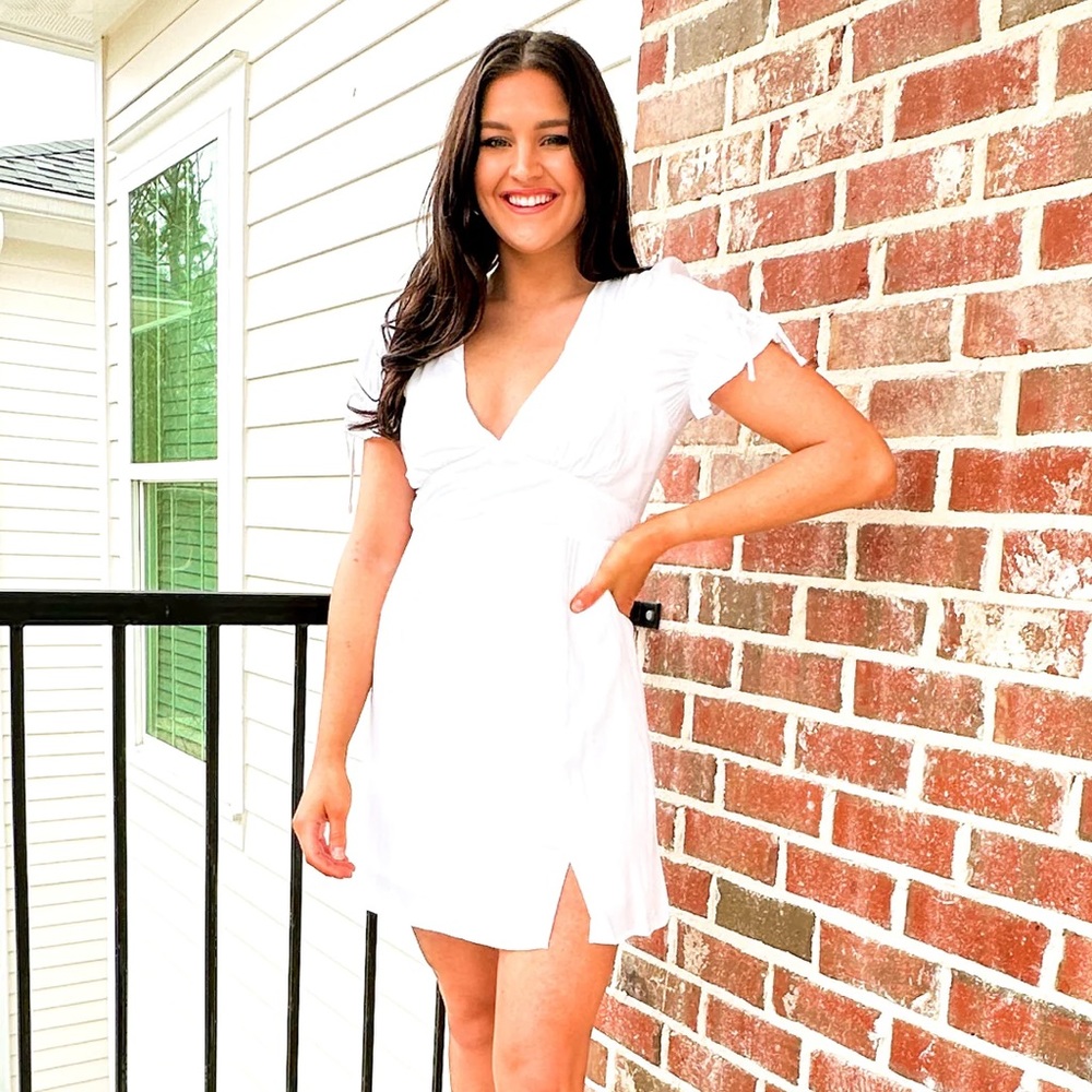 White Puff Sleeve Dress